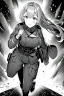 Placeholder: military running girl, greyscale