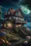 Placeholder: cozy house, by the sea, the moon is beautiful, the garden of flowers is realistic, aesthetically pleasing, beautiful, professional photo, 4k, high detail, 30mm lens, 1/250s, f/2.8, ISO 100, bright lighting, dim lighting painted with colored pencils: ,horror. Fractal, surreal, careful drawing of details, clear outline, photorealism, botanical style, curls, smoke, beautiful, realistic, high resolution, Pinterest.