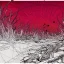 Placeholder:  line Art coloured, destroyed, post apocalyptic, darkred tones,