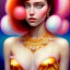 Placeholder: iv_a painting of a young woman, figurative art, an acrylic detailed painting,art style by Harumi Hironaka, turquoise pink and yellow, james terrell art, trending on artstation, soft lines,intricate art by bastien lecouffe deharme and greg rutkowski