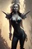 Placeholder: Pamela Anderson as evil queen in black leather, leather, busty, cleavage, angry, stern look. character design by cory loftis, fenghua zhong, ryohei hase, ismail inceoglu and ruan jia. unreal engine 5, artistic lighting, highly detailed, photorealistic, fantasy