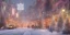 Placeholder: big city in christmas night, snow flakes, many three, Christmas decoration, Christmas light