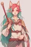 Placeholder: Teenaged Female kitsune paladin/bard with red, teal, and pink hair