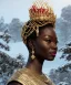 Placeholder: a fancy portrait of a snow african Queen by Greg Rutkowski, Sung Choi, Mitchell Mohrhauser, Maciej Kuciara, Johnson Ting, Maxim Verehin, Peter Konig, kente, 8k photorealistic, cinematic lighting, HD, high details, dramatic, atmosphereric, trending on artstation