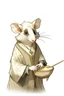 Placeholder: A drawing of an opossum in a male medieval maid outfit