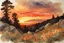 Placeholder: Amazing beautiful sunset, flowers, rocks, countryside, mountains, trees, sci-fi, fantasy, epic, winslow homer watercolor paintings