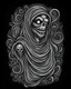 Placeholder: Halloween Ghost tattoo design, traditional tattoo style, t-shirt design, fantasy art, digital painting, clean dark background, 8K