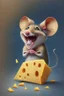 Placeholder: Design of a mouse eating cheese and laughing