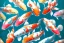 Placeholder: colorful koi carp collage illustration pattern, tiny, small, miniature, short, cute and adorable, digital painting, highly detailed, intricate, elegant, artstation, concept art, colorful, beautiful, studio ghibli, aoshima chiho, takashi murakami, manga, cute and adorable