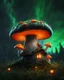Placeholder: A solitary floating mushroom house on a clear night. silver and green and orange, Dark cosmic interstellar. Detailed Matte Painting, deep color, fantastical, intricate detail, splash screen, hyperdetailed, insane depth, concept art, 8k resolution, trending on Artstation, Unreal Engine 5, color depth, backlit, splash art, dramatic, High Quality Whimsical Fun Imaginative Bubbly, perfect composition