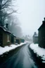 Placeholder: 35 mm photo, scottish village in the snow, mist, vanishing point --ar 3:4 --stylize 150