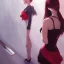 Placeholder: Insane pretty young woman short red black dressed. by wlop, ilya kuvshinov, krenz cushart, greg rutkowski, pixiv, sarah j. maas book cover style magician at the end of a corridor, smooth, sharp focus, d & d style, artstation, 4 k, hdr