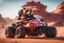 Placeholder: potrait of yogi bear driving highly symmetric metallic rocket propelled mad max ATV that looks like a helmet with rounded glass bubble roof in red desert, bokeh like f/0.8, tilt-shift lens 8k, high detail, smooth render, down-light, unreal engine, prize winning