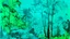 Placeholder: A cyan rainforest with poisonous plants painted by Andy Warhol