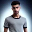 Placeholder: beautiful smooth realistic arab male teen, run on dark cosmos background, dog еye, extremely sharp detail, finely tuned detail, ultra high definition, 8k, unreal engine 5, ultra sharp focus, smile teeth, happy