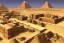 Placeholder: An ancient Egypt city in the year 1500 before Christ with 2 pyramids in the background, beautiful Egyptian temples, ultra realistic, no ruins, vibrant colours, concept art