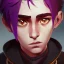 Placeholder: Portrait of a 9 year old warlock boy with beautiful eyes Nick Harris style