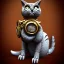 Placeholder: character render of mechanical tabby cat, intricate, ultra-fine detailed, steampunk, extremely ornate, 8k, ultraHD, high-quality, 3d, realistic, trending on artstation, midjourney style, highly elaborate,