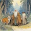 Placeholder: [aquarelle by Moebius: three Middle-earth Istaris are Jonathan Pryce, Sylvester McCoy and Jean Rochefort] Radagast, with his unkempt hair and a menagerie of animals, shared a hearty chuckle with Saruman, the wise and cunning Istari. And there, in the midst of it all, stood Gandalf, a twinkle in his eyes as he joined in the mirth.Their laughter echoed through the night, a rare moment of camaraderie amidst the chaos of their journeys.