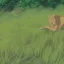 Placeholder: behind the tall grass in the jungle hides a cute lion.