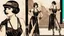 Placeholder: Full Body, burlesque dancer looking to the right, With A Bob With A Fringe Hairstyle, 1920s clothing, Steampunk,