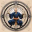 Placeholder: (in the style of Orion, by Masamune Shirow) a Shaolin monk casting a magic spell in the middle of a pentacle, magic is in the air