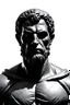 Placeholder: Brutus ,in ancient Rome , Chiaroscuro, hyper realism, realistic, highly detailed, high contrast black and white, sharp white background