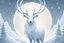 Placeholder: A celestial white stag with antlers adorned with glowing crystals. it is snowing.