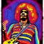 Placeholder: WOODSTOCK, hippie JIMI HENDRIX Santa playing electric guitar, psychedelic, peace sign, MUSHROOMS, TRIPPY, ACID, LSD, dreadlocks