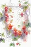 Placeholder: delicate transparent three-dimensional watercolor, the vine is laid in the form of a frame, inside a bouquet of flowers in the style of romanticism, realistic, filigree, high quality drawing, professional photo, 32k, iso100