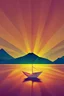 Placeholder: origami paperboat graphic design sunset album art 2d
