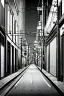 Placeholder: Tokyo alley, line arts, greyscale