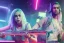 Placeholder: Billie Eilish, on stage with guitar, cyberpunk2077, realistic, not to be distinguished from a photo, identical pupils, photorealistic illustration