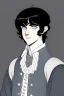 Placeholder: black hair freckles blue eyes young wizard beardsley