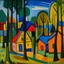 Placeholder: A village made out of wood near a forest painted by Alexej von Jawlensky