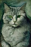 Placeholder: Portrait of a gray good cat by Van Gogh