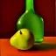 Placeholder: still life bottle half fruit