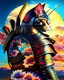 Placeholder: Gato Samurai cuerpo completo arte tinta hiperdetallado colores contrastantes cielo soleado 8k