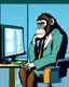 Placeholder: Generate an image of a bored ape from the Bored Ape Yacht Club collection transformed into a forex trader. The ape should be sitting at a trading desk, wearing a suit, with computer screens displaying forex charts. Use the Kadinsky model for image generation.