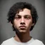 Placeholder: portrait of a teenager boy with black curly hair and amber eyes