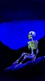 Placeholder: A pastel painting of a skeleton on a hilllookin into the night sky. A nebular in the sky. Painting. Purple colours. Blue colours. Colorful.Pastel colours. Masterpiece.