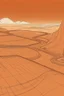 Placeholder: thine line draw style, show a shot of a view of Mars surface with future buildings