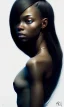 Placeholder: black girl, cute, beautiful, long hair, head and shoulders portrait by Greg Rutkowski