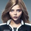 Placeholder: Chloë grace moretz, star wars black bikini uniform Empire officer, movie poster, heroic gaze windswept hair, wide angle lens, full torso