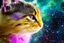 Placeholder: A hyper-realistic ,A purple cat walking in space, the space is colorful, a fairy tale look, the cat is smiling, Photo Real, HOF, full size, practicality,manufacturability,performance, (((realism, realistic, realphoto, photography, portrait, realistic, elegant, charming, apocalyptic environment, professional photographer, captured with professional DSLR camera, trending on Artstation, 64k, ultra de