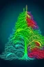 Placeholder: side view of CRISTMAS TREE, thick outline, low details, Vivid Color