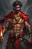 Placeholder: Jack, the daring gladiator with a torch, is a young and muscular man with a well-defined physique.ack is often seen wearing a gladiator's attire, complete with a leather loincloth, bracers, and sandals. His chest is bare, displaying his well-earned scars from many battles. A red cape drapes over his left shoulder, symbolizing his fearless spirit in the arena.Jack's skin is tanned from countless hours of training in the arena., shot on Hasselblad h6d-400c, zeiss prime lens, bokeh like f/0.8, tilt