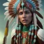 Placeholder: New Mexico pueblo Indian, pueblo Indian, 12k, ultra high definition, finely tuned detail, unreal engine 5, octane render, ultra-realistic face, realistic headdress, detailed make-up, green chile, zia, detailed turquoise jewellery, detailed hair, detailed feathers, red chile background