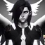 Placeholder: angel, demon, angel demon hybrid, half angel, half demon, black angel wings, white demon wings, black and white, balance, horns, armor, noble clothes, black and white armor, black and white clothes