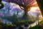 Placeholder: Immersive​ fantasy elven town city in the deep forest with ancient elder tree beautiful blossom nature river 4k full hd